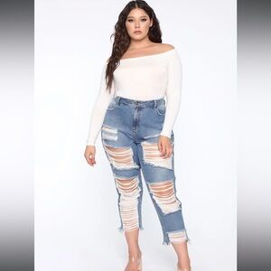 Prescott Boyfriend Jeans - Medium Blue Wash Size 14 Plus